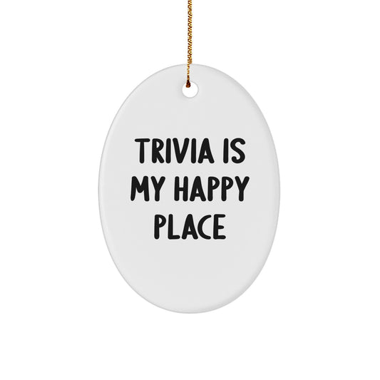 Bright White Oval Trivia Holiday Christmas Ornament for Coworkers Gift - Image 1
