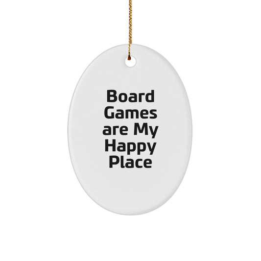 Gifts from Family, Friends, and Coworkers - Oval Ornament, Board Games Fun, 'Board Games Are My Happy Place' - Christmas Unique Gifts for Men, Women, Board Game Lovers - Image 1