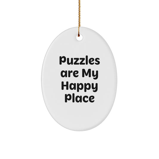 Puzzles Oval Ornament Funny Quote Gifts for Puzzle Enthusiasts from Friends, Christmas Unique Gifts, Oval Ornament with Inspirational Quote - Image 1