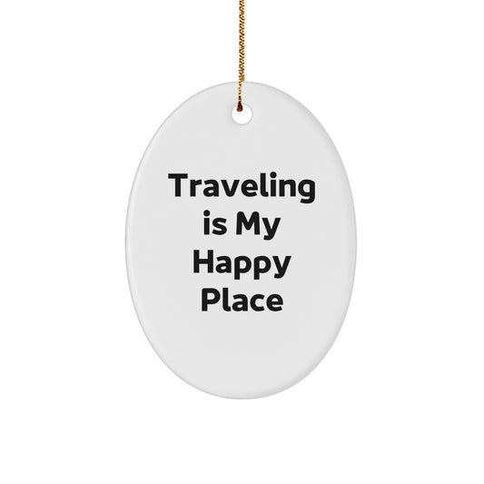 Funny Traveling Oval Ornament Gifts from Mom for Traveling Lovers, Christmas Unique Decorations - Image 1