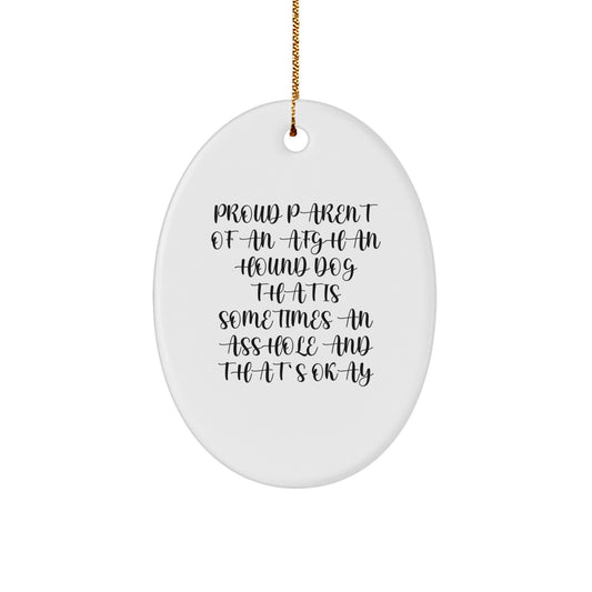 Funny Afghan Hound Dog Oval Ornament for Proud Parents Gifts from Men to Family Christmas Unique Presents - Image 1