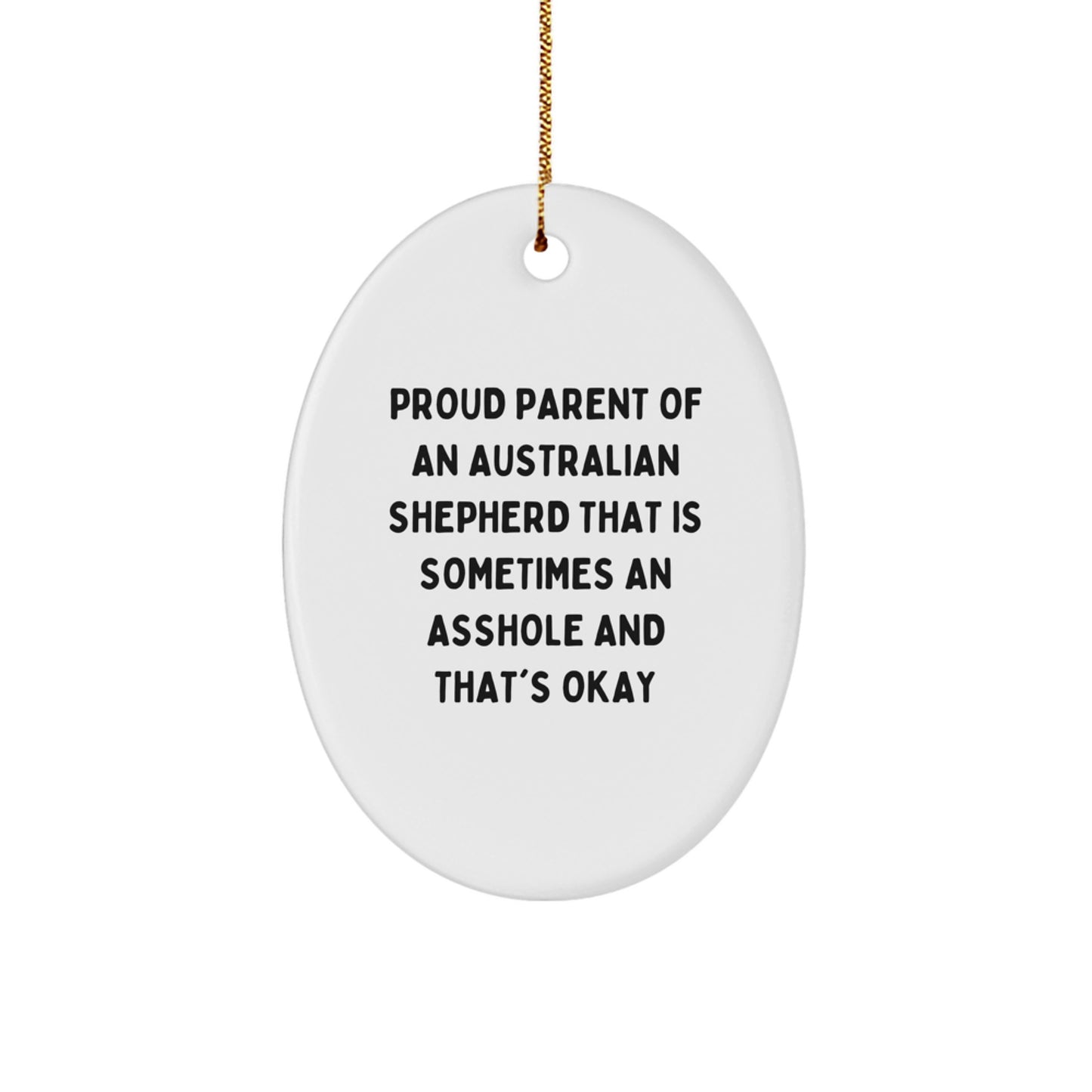 Funny Australian Shepherd Dog Oval Ornament Gifts from Men to Family for Christmas Unique Presents - Image 1