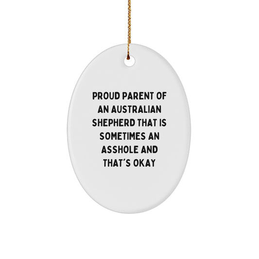 Funny Australian Shepherd Dog Oval Ornament Gifts from Men to Family for Christmas Unique Presents - Image 1