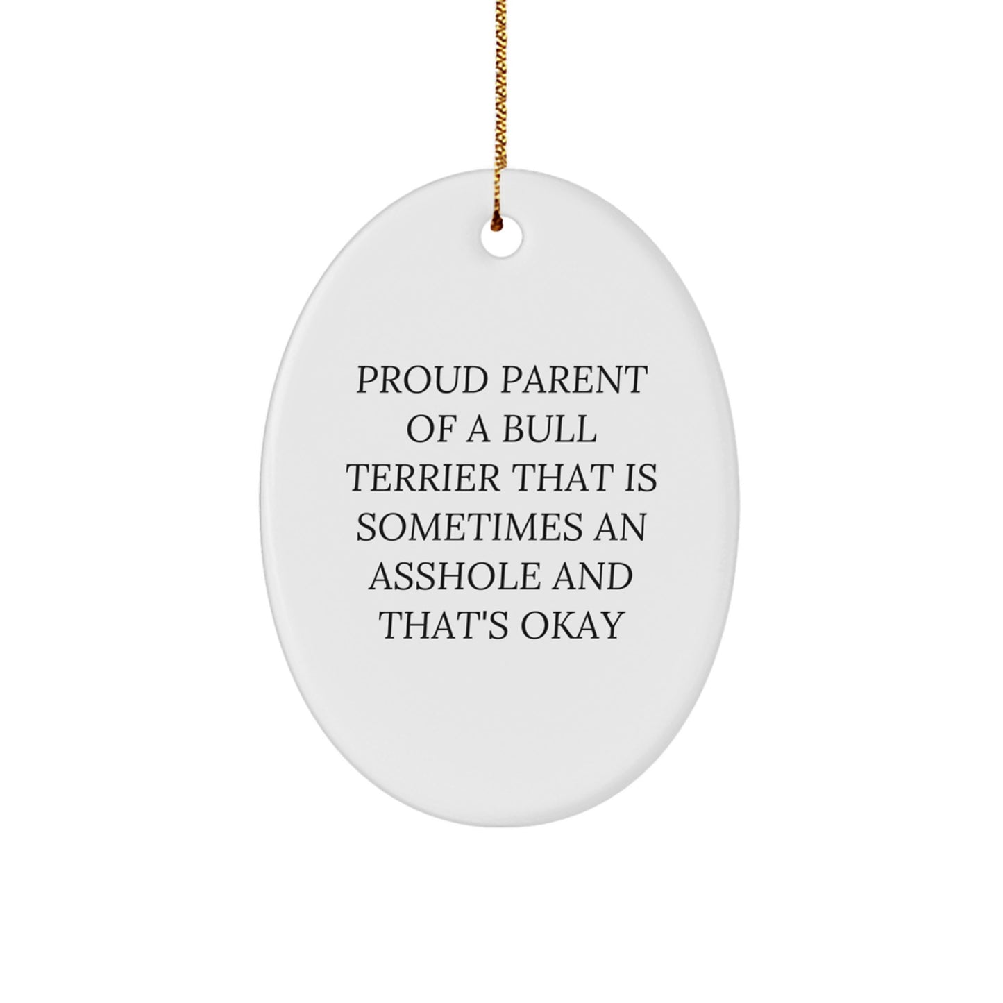 Bull Terrier Dog Lovers' Funny Oval Ornament Gifts from Family for Christmas Unique Decorations - Image 1