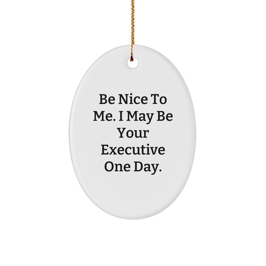 Executive Oval Ornament - Gifts from Friends - Be Nice To Me, I May Be Your Boss One Day, Christmas Unique Gifts for Executive - Image 1