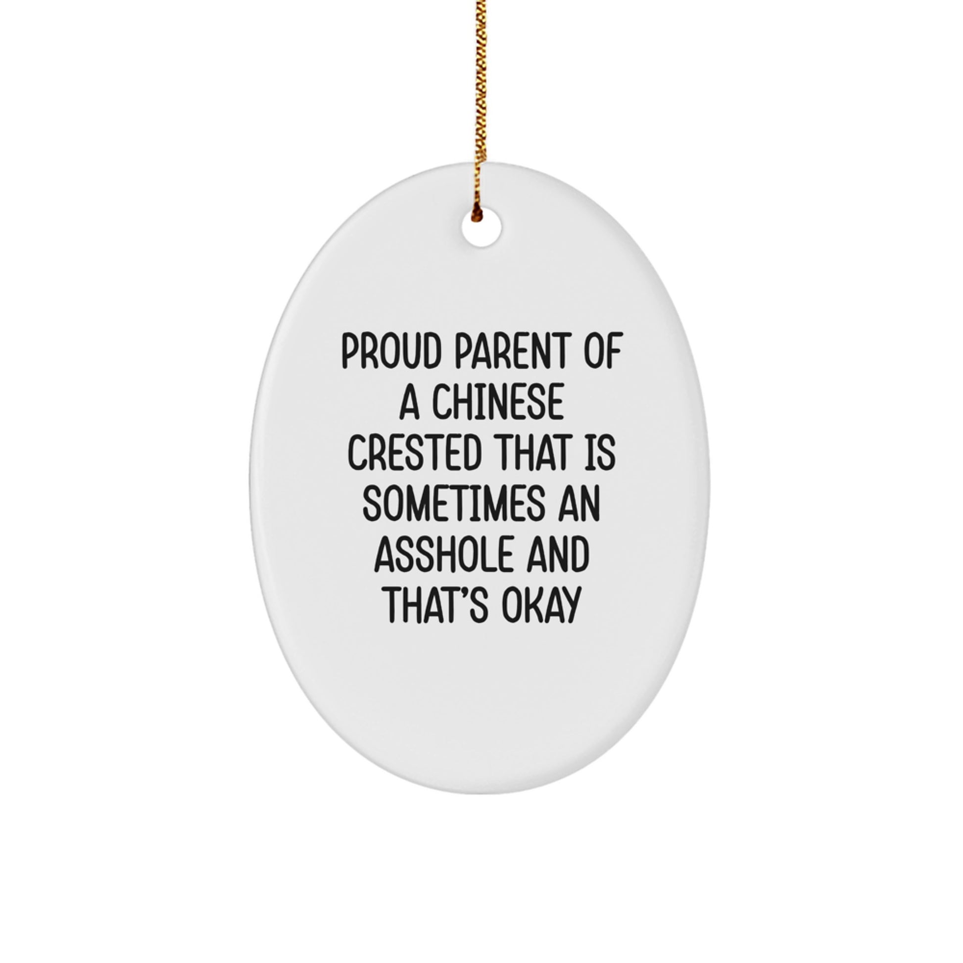 Funny Chinese Crested Dog Oval Ornament Gifts from Men or Women to Chinese Crested Dog Lovers for Christmas Unique Gifts - Image 1