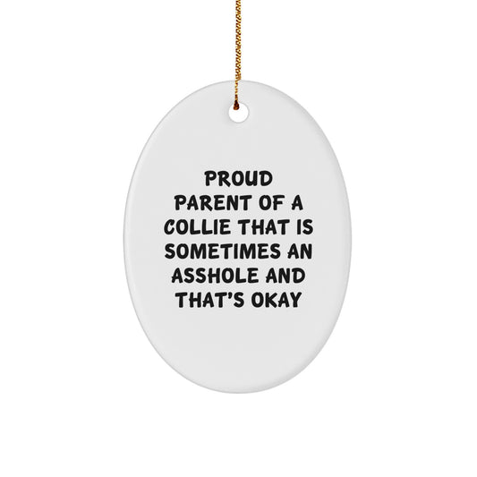 Christmas Gift Oval Ornament for Her Collie Dad Present Holiday - Image 1
