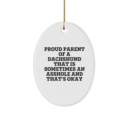 Funny Dachshund Dog Christmas Oval Ornament Gifts for Proud Parents, Unique Christmas Unique Gifts for Men Women Friends Family - Image 1