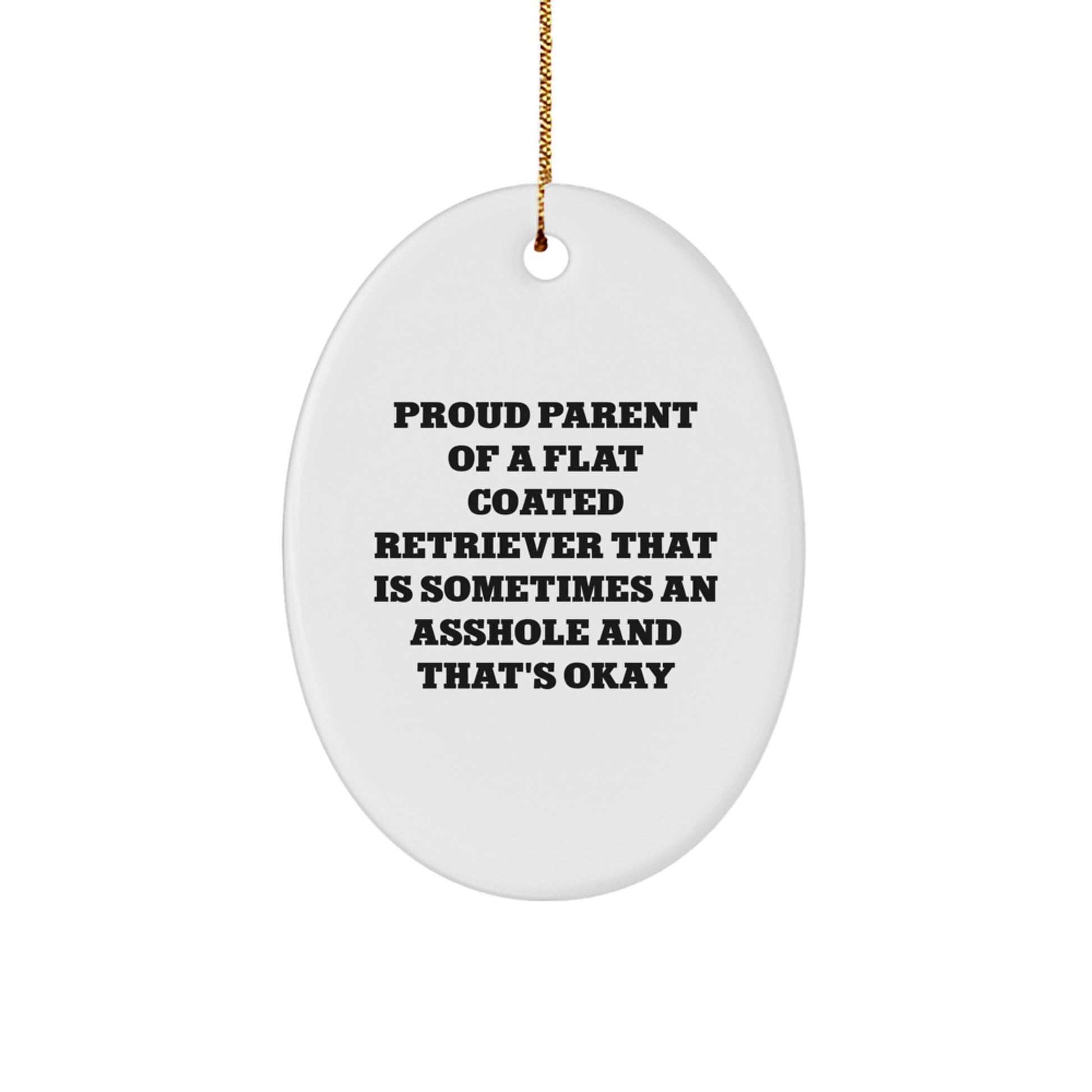 Flat Coated Retriever Dog Oval Ornament, Proud Parent Quote, Funny Christmas Unique Gifts for Men, Women, Friends, Family - Image 1