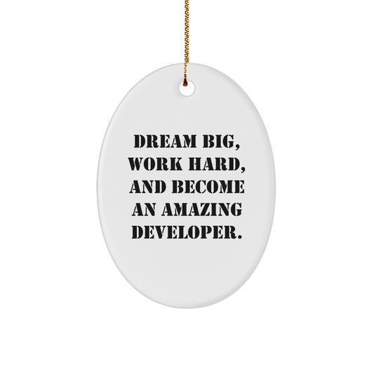 Developer Inspiration Oval Ornament, Funny Quote Gifts for Developers, Christmas Unique Gifts from Friends to Developers - Image 1