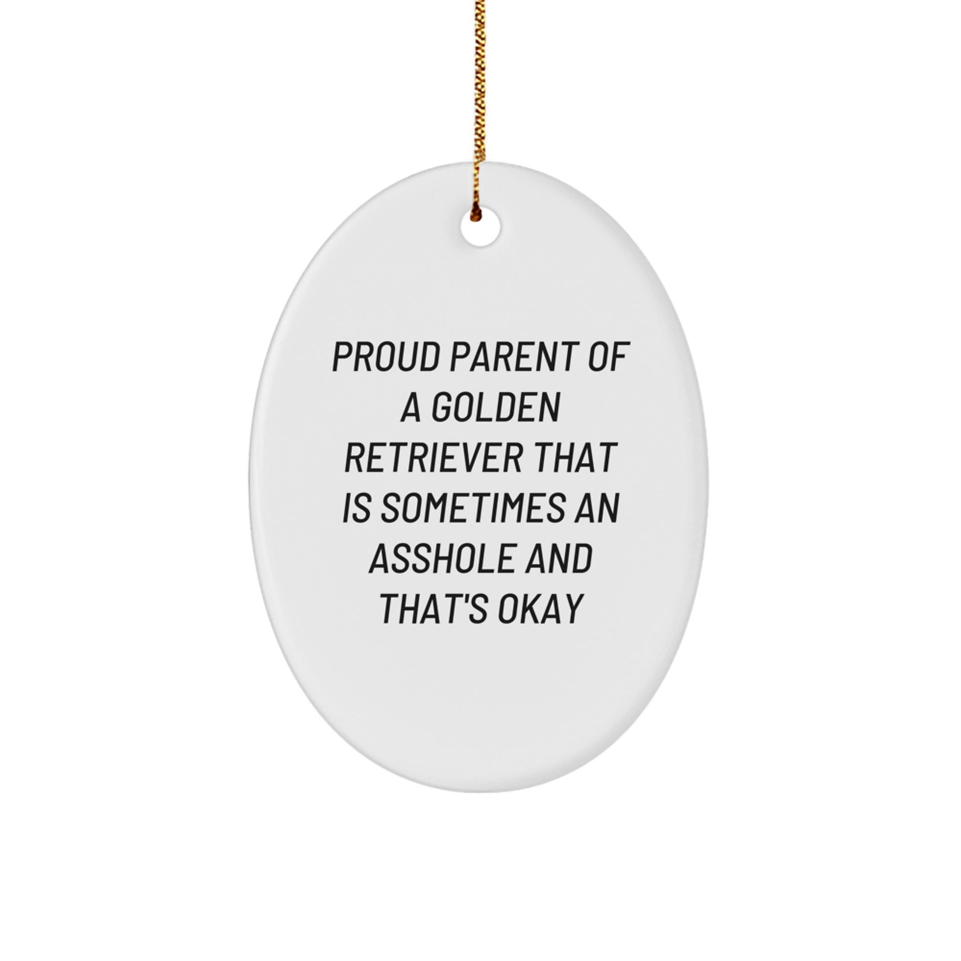 Funny Golden Retriever Dog Gifts for Proud Parents, Oval Ornament Christmas Decorations from Men to Family - Image 1