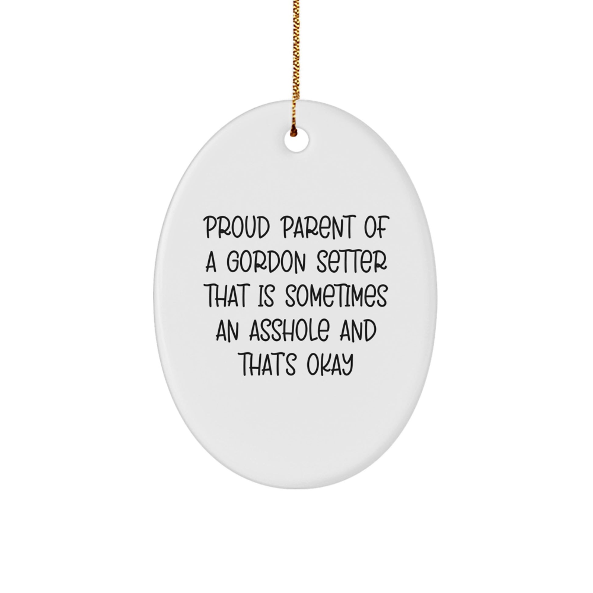 Funny Gordon Setter Dog Lover Gifts from Friends and Family for Christmas Unique Oval Ornament - Image 1