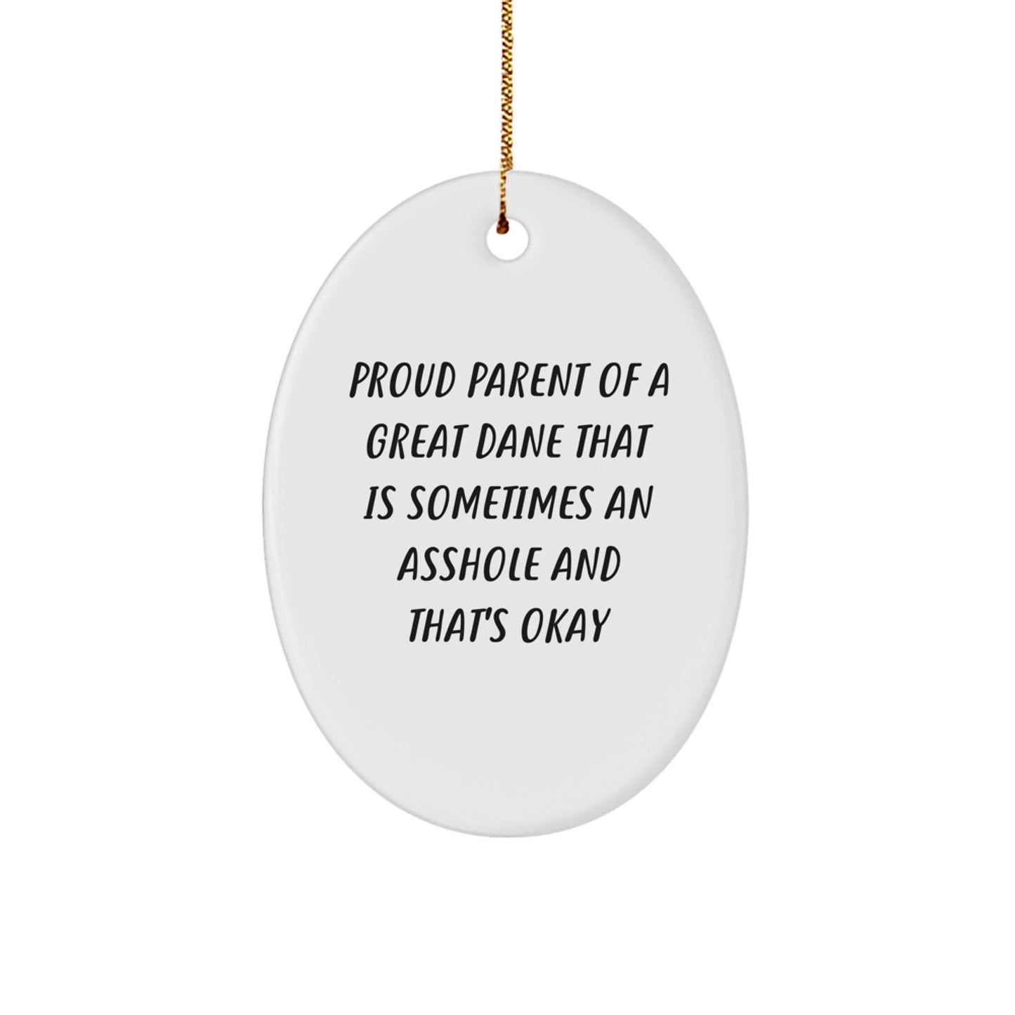 Funny Great Dane Dog Gifts for Dad from Son - Oval Ornament for Christmas Unique - Image 1