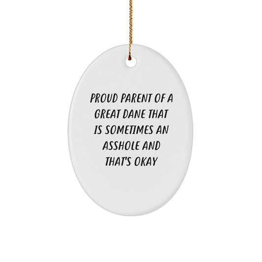 Funny Great Dane Dog Gifts for Dad from Son - Oval Ornament for Christmas Unique - Image 1