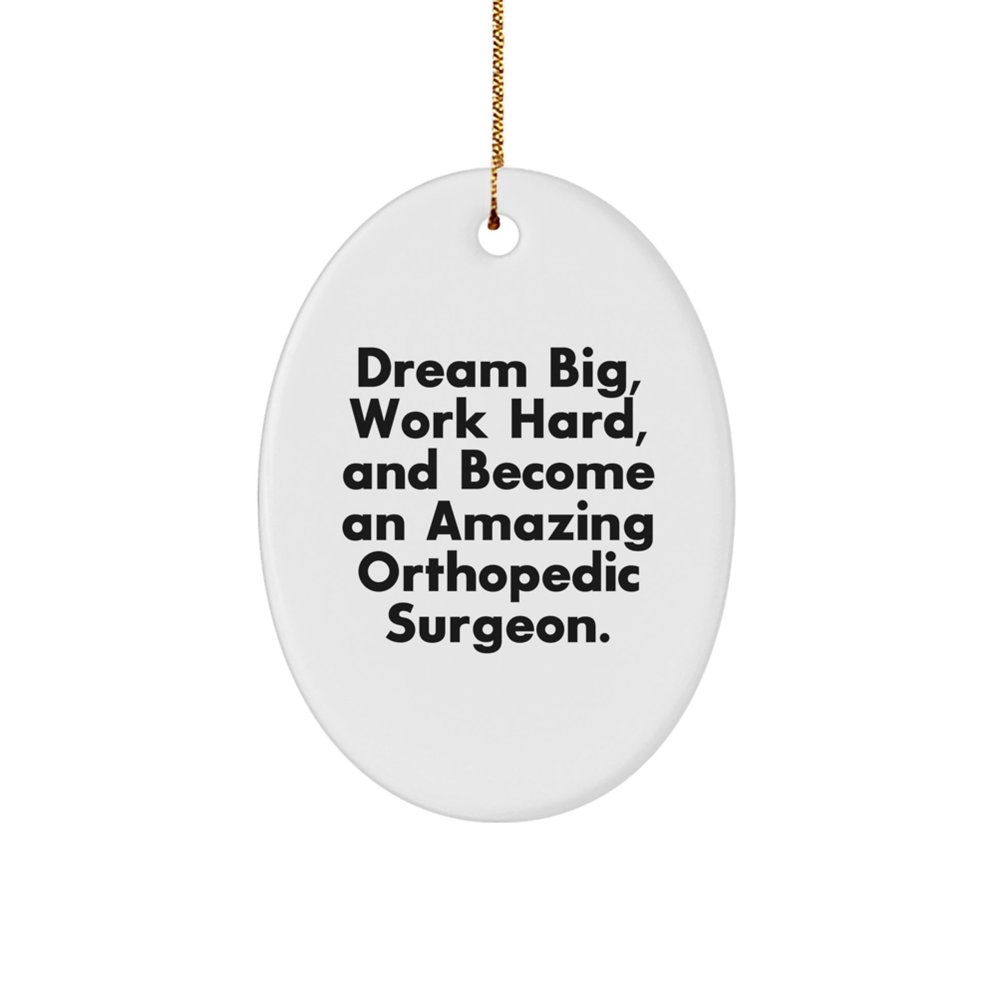 Gifts from Family for Orthopedic Surgeon - Inspirational Oval Ornament for Christmas - Dream Big Work Hard - Unique Gifts for Men Women Friends Coworkers Family - Image 1