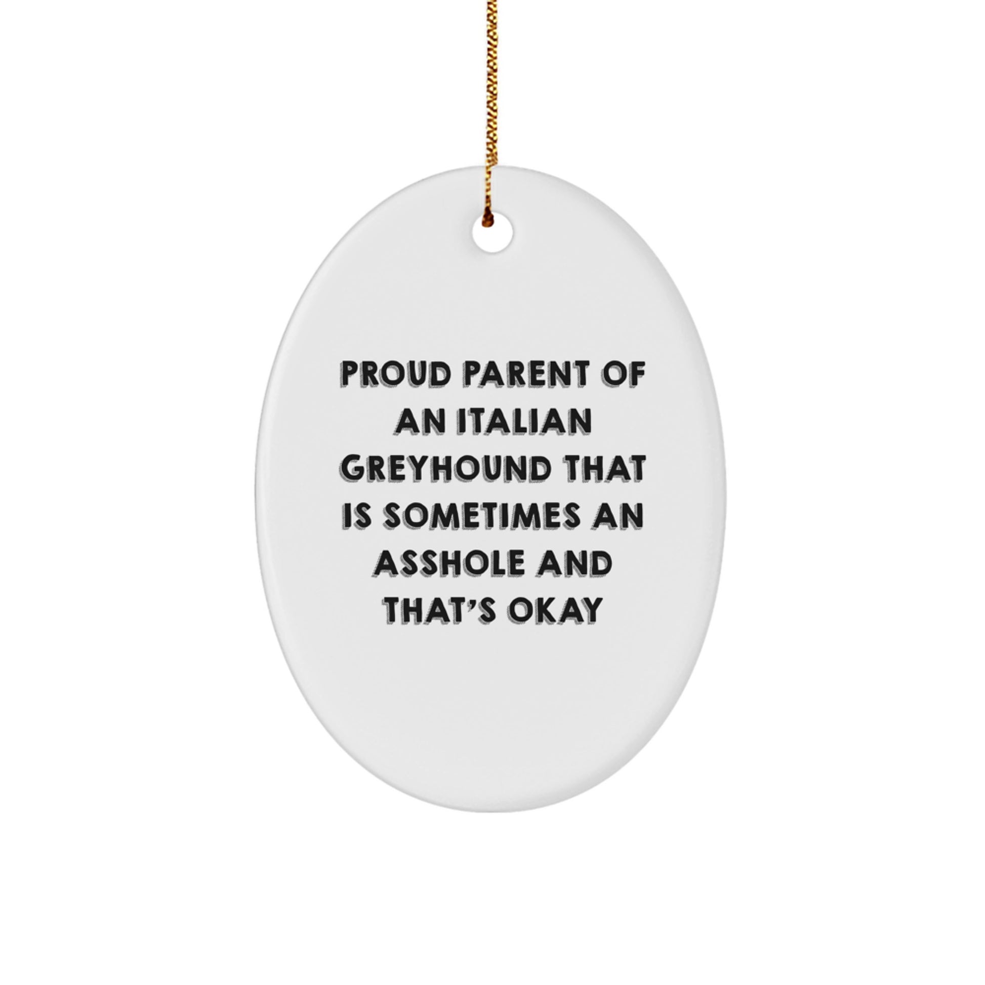 Funny Italian Greyhound Dog Mom Gifts from Friends - Proud Parent Oval Ornament, Italian Greyhound Dog Gifts for Christmas Unique - Image 1