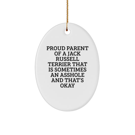 Funny Jack Russell Terrier Dog Gifts from Family to Jack Russell Terrier Dog Owners, Oval Ornament, Christmas Unique Ideas for Proud Parents - Image 1