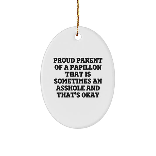 Christmas Gift Humorous Papillon Dog Ornament for Her Present - Image 1