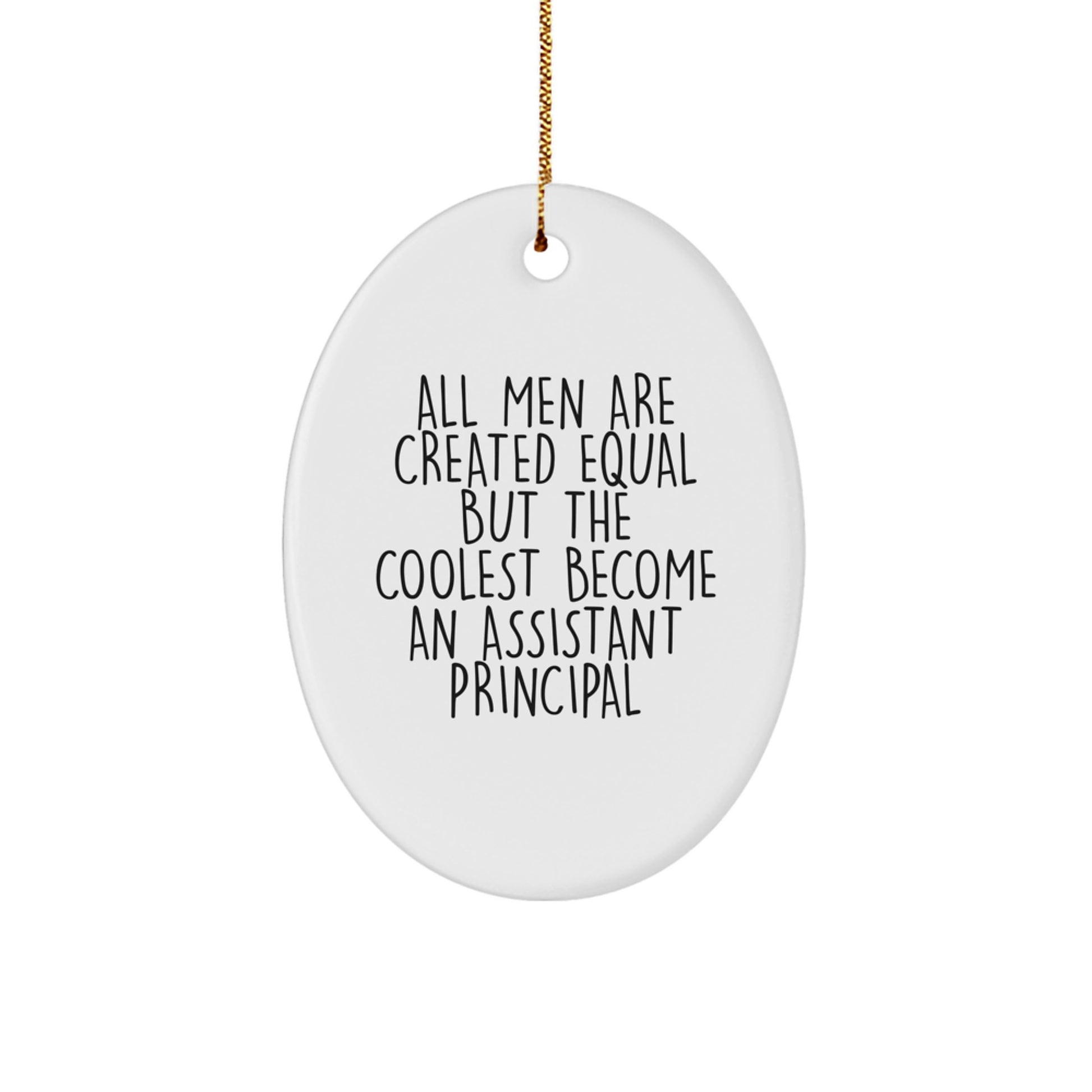 Funny Assistant Principal Oval Ornament Gifts from Men for Christmas Unique Oval Decorations - 'All Men Are Created Equal But The Coolest Become An Assistant Principal' - Image 1