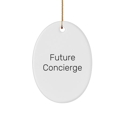 Funny Concierge Gifts, Future Concierge Quote Oval Ornament, Christmas Unique Gifts for Concierge, Gifts from Friends - Image 1