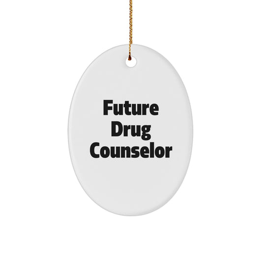 Funny Future Drug Counselor Oval Ornament, Gifts from Family to Men, Unique Christmas Unique Gifts for Future Drug Counselor - Image 1