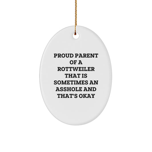 Funny Rottweiler Dog Gifts for Christmas - Oval Ornament, Gifts from Friends and Family to Rottweiler Dog Lovers - Image 1