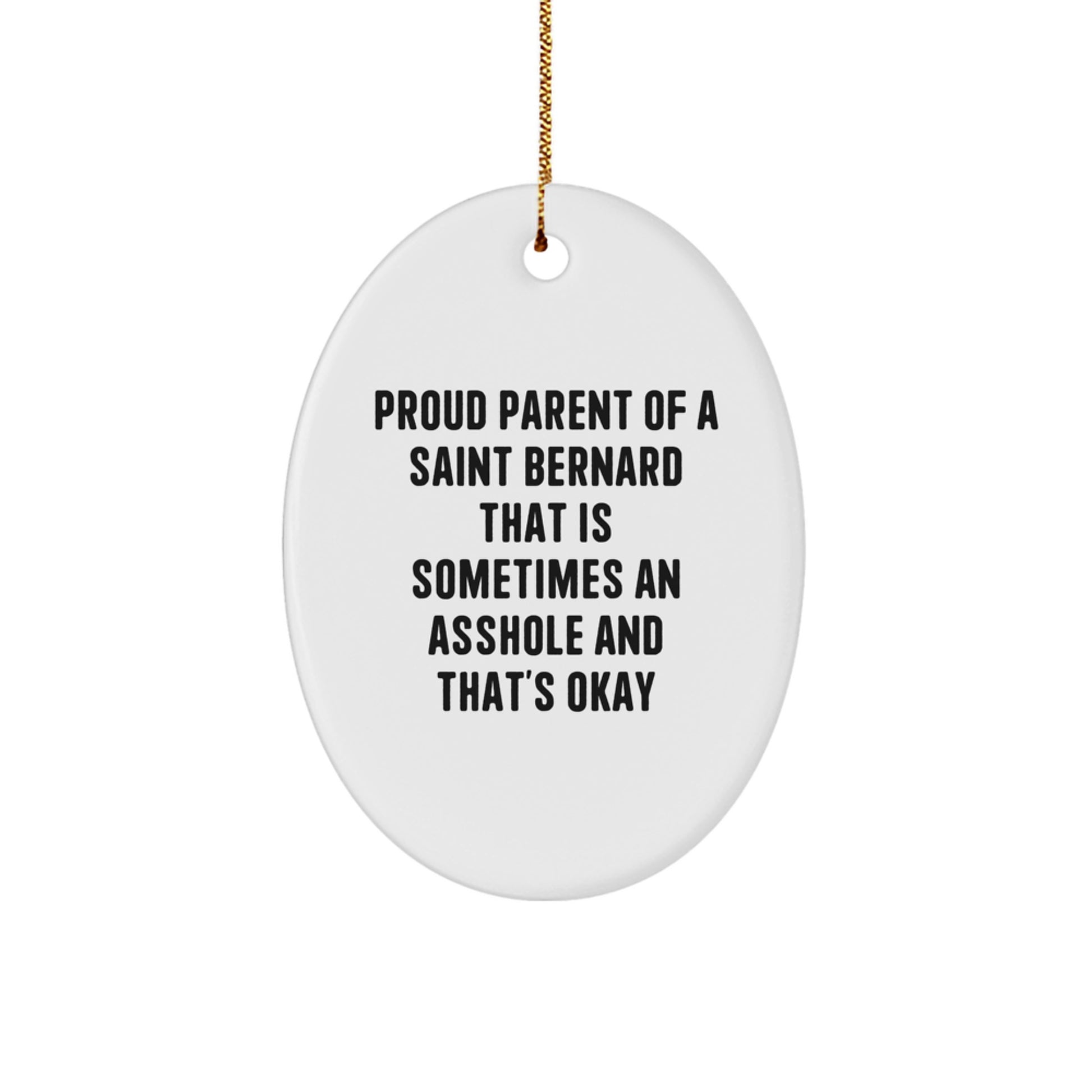 Funny Saint Bernard Dog Oval Ornament Gifts from Family and Friends for Saint Bernard Dog Owners, Men, Women, and Kids Christmas Unique Presents - Image 1