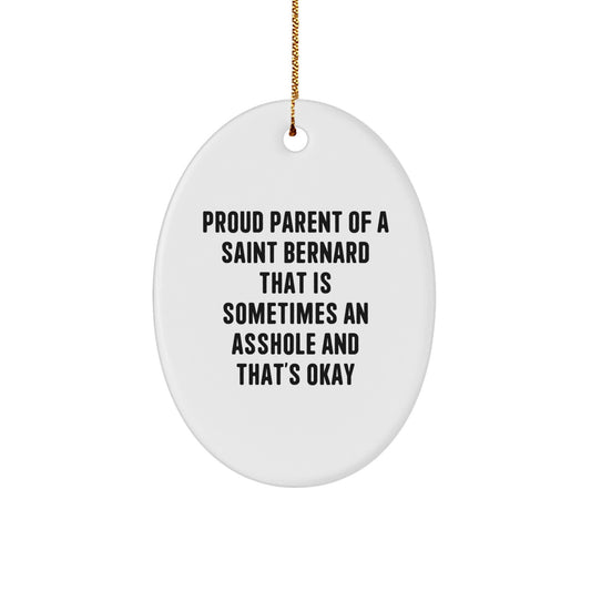 Funny Saint Bernard Dog Oval Ornament Gifts from Family and Friends for Saint Bernard Dog Owners, Men, Women, and Kids Christmas Unique Presents - Image 1