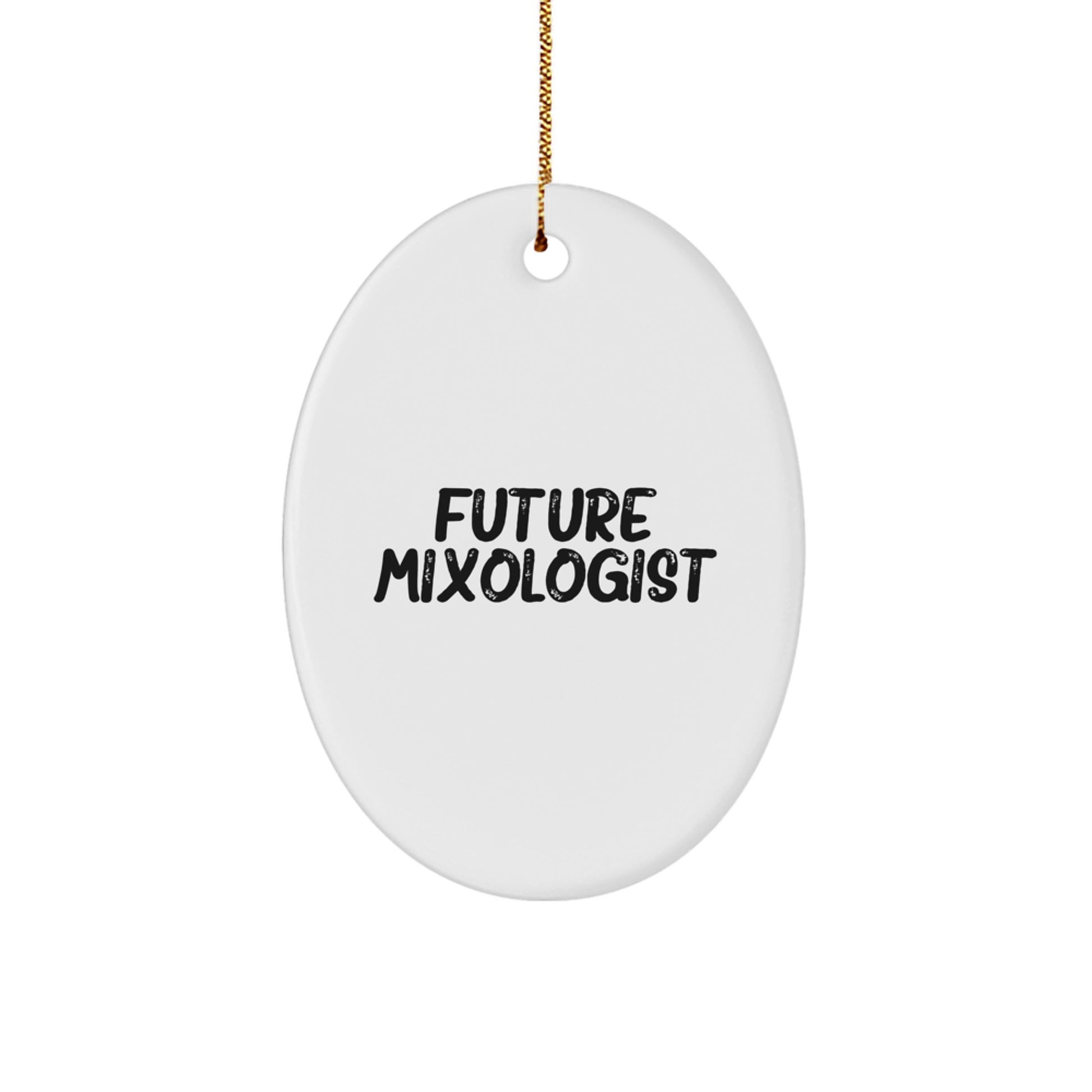 Future Mixologist Gifts, Funny Quote Oval Ornament, White, Christmas Memorable Presents for Mixologists, Gifts from Friends, Family and Coworkers - Image 1