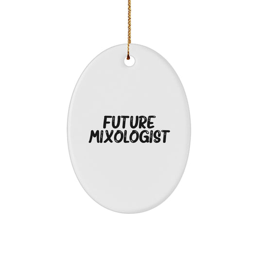 Future Mixologist Gifts, Funny Quote Oval Ornament, White, Christmas Memorable Presents for Mixologists, Gifts from Friends, Family and Coworkers - Image 1