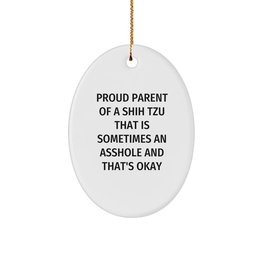 Christmas Gift for Her Shih Tzu Oval Ornament Present Bright Joyful - Image 1