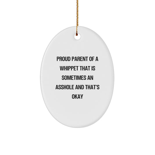 Christmas Gift for Her Whippet Oval Ornament Present With Quote - Image 1