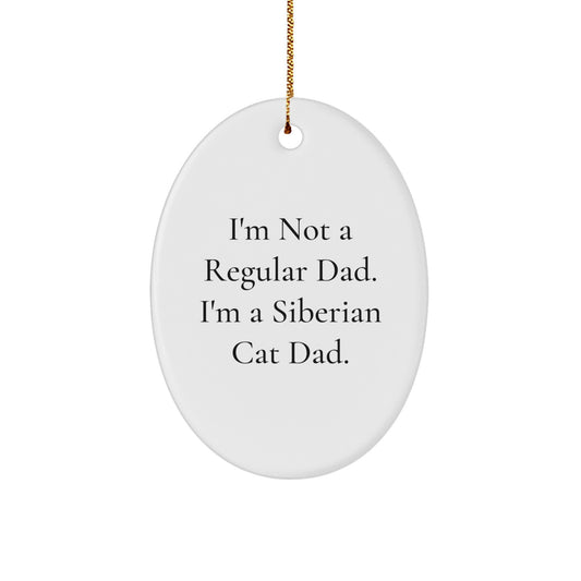 Siberian Cat Dad Gifts Oval Ornament Funny Quote White Christmas Decor - Image 1