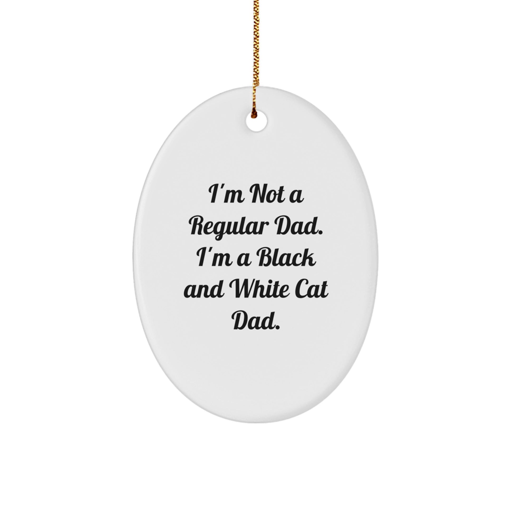 Funny Black and White Cat Dad Oval Ornament Gifts from Men to Family, Black and White Cat Lover Christmas Unique Gifts for Black and White Cat Enthusiasts, Black and White Cat Dad Decorations - Image 1