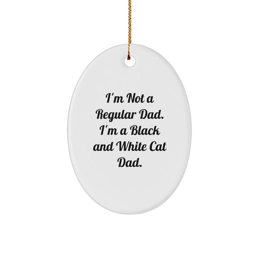 Funny Black and White Cat Dad Oval Ornament Gifts from Men to Family, Black and White Cat Lover Christmas Unique Gifts for Black and White Cat Enthusiasts, Black and White Cat Dad Decorations - Image 1