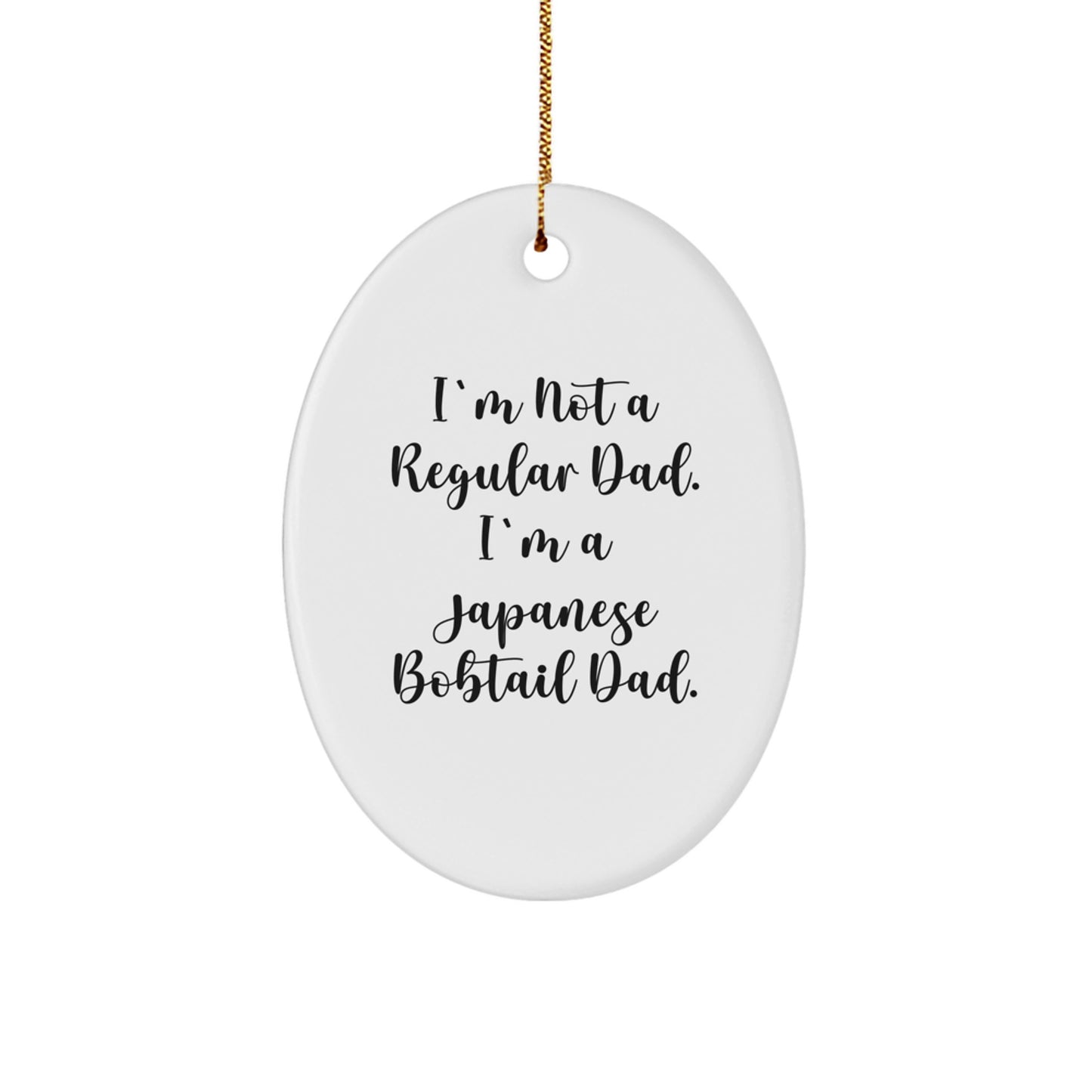 Japanese Bobtail Cat Oval Ornament - Funny Dad Gift for Christmas - White Oval Shaped - Gifts from Dads to Japanese Bobtail Cat Lovers - Image 1