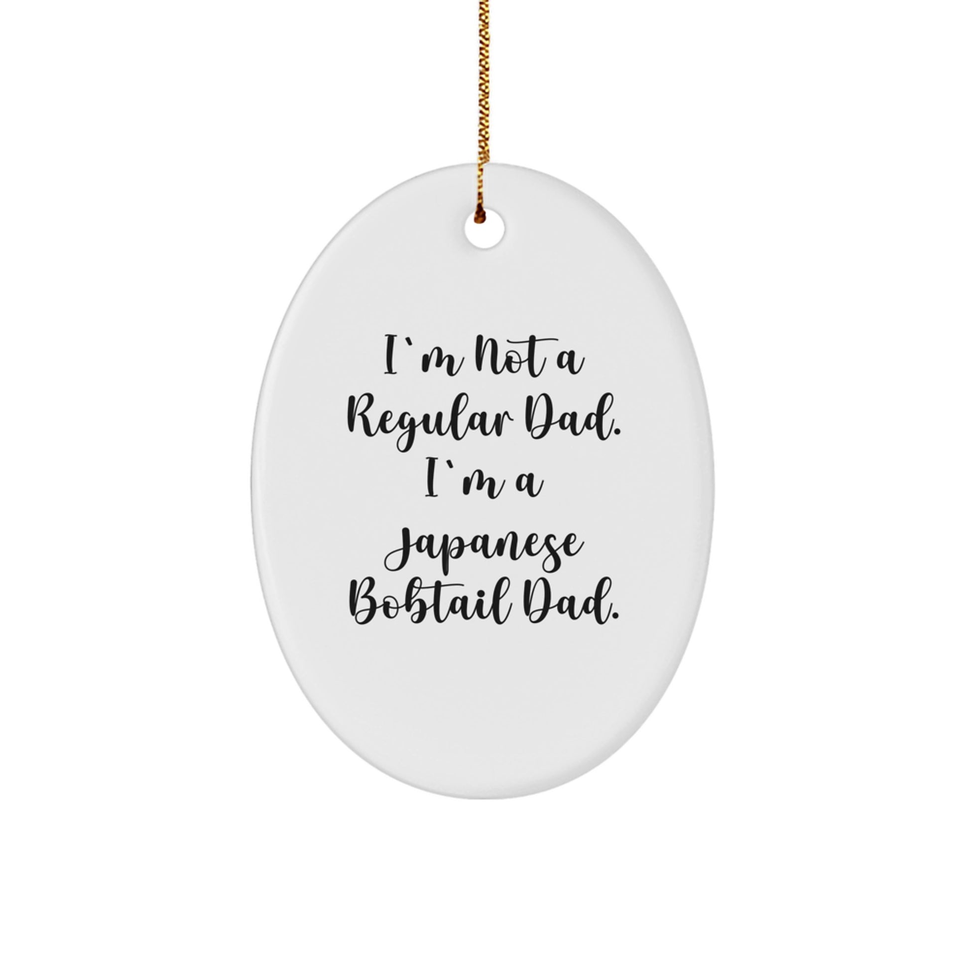 Japanese Bobtail Cat Oval Ornament - Funny Dad Gift for Christmas - White Oval Shaped - Gifts from Dads to Japanese Bobtail Cat Lovers - Image 1