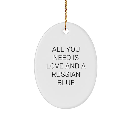 Unique Russian Blue Cat Oval Ornament Gifts from Friends and Family for Christmas - Image 1