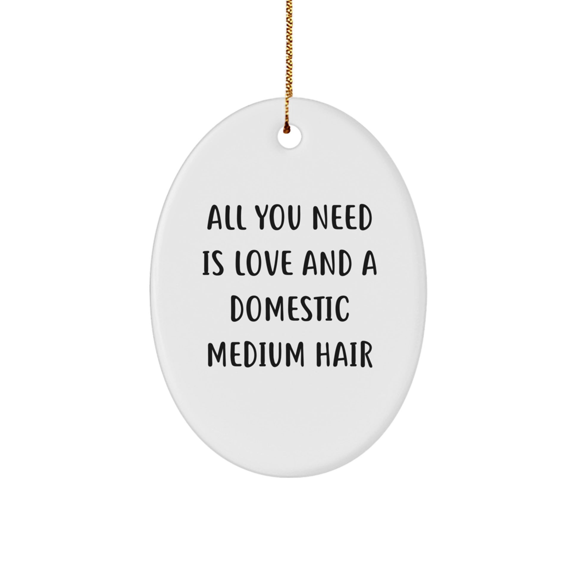 Funny Domestic Medium Hair Oval Ornament Gifts for Friends from Men, White Oval Shaped Decoration for Christmas Unique Gifts - Image 1