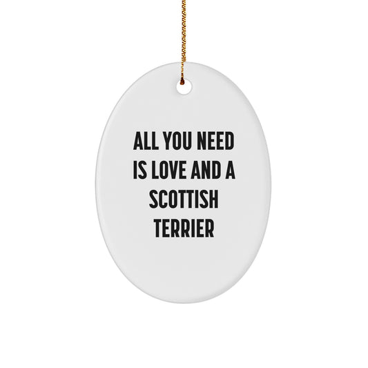 Funny Scottish Terrier Dog Oval Ornament Gifts from Men to Friends for Christmas - Image 1