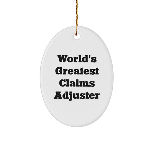 Funny Claims Adjuster Gifts for Men - 'World's Greatest', Oval Ornament, Christmas Unique Decorations from Family - Image 1