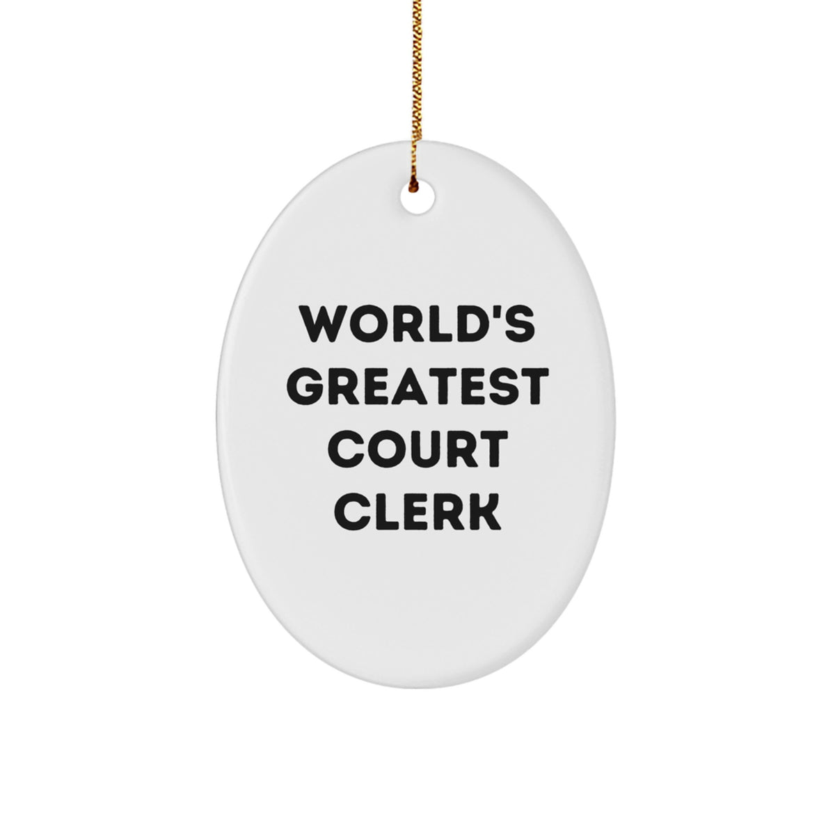 Court Clerk Keepsake White Oval Christmas Ornament for Him Gift - Image 1