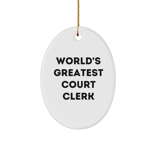 Court Clerk Keepsake White Oval Christmas Ornament for Him Gift - Image 1
