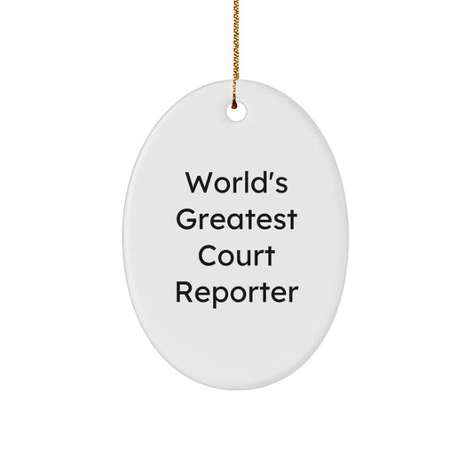Court Reporter Keepsake Christmas Gift for Him – World's Oval Ornament - Image 1