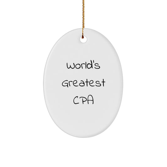 Funny CPA Oval Ornament Gifts from World's Greatest CPA, Christmas Unique Gifts for CPAs, Oval Shaped - Image 1