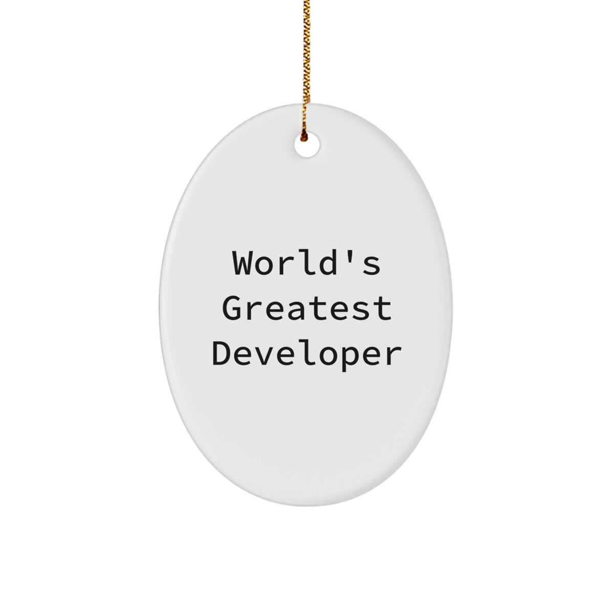 Funny 'World's Greatest Developer' Oval Ornament Gifts for Developers, Christmas Unique Gifts from Friends or Family - Image 1