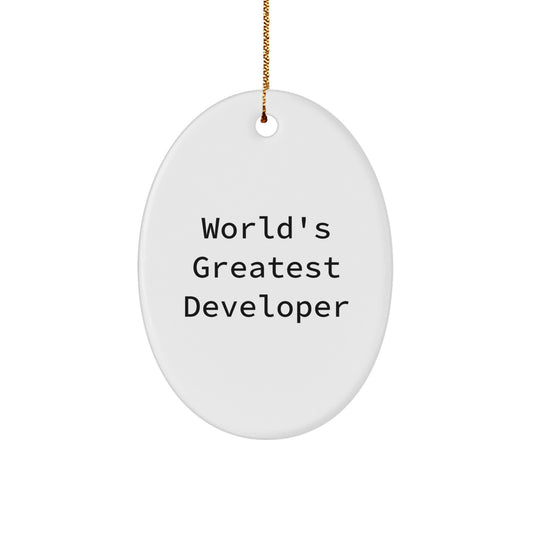 Funny 'World's Greatest Developer' Oval Ornament Gifts for Developers, Christmas Unique Gifts from Friends or Family - Image 1