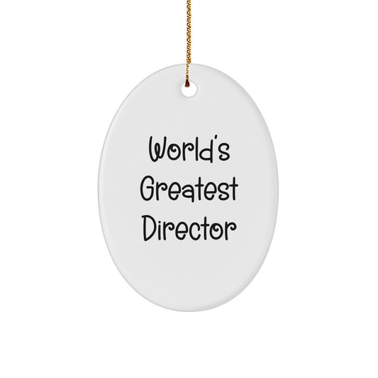 Unique 'World's Greatest Director' Oval Ornament Gifts for Director from Family and Friends at Christmas - Image 1