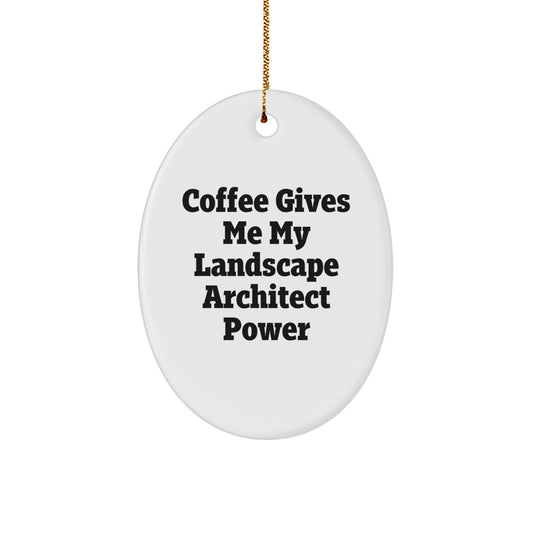 Funny Landscape Architect Oval Ornament Gifts from Friends for Christmas - Coffee Gives Me My Landscape Architect Power - Image 1