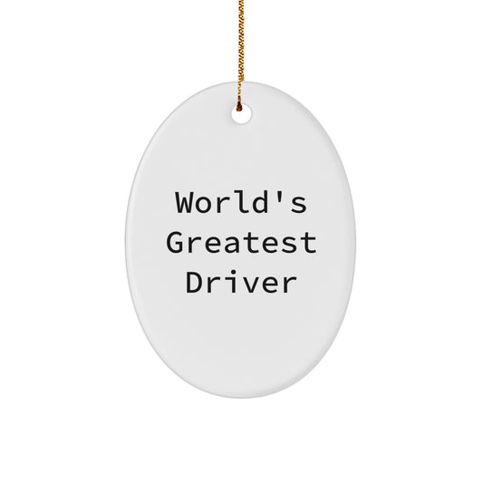 Funny World's Greatest Driver Gifts for Men, Oval Ornament Christmas Unique Presents from Friends, Coworkers, Family - Image 1